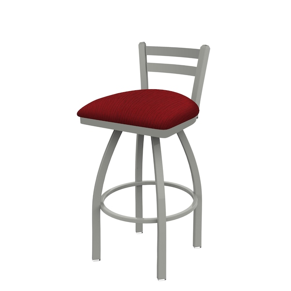 25" Low Back Swivel Counter Stool, Nickel Finish, Graph Ruby Seat